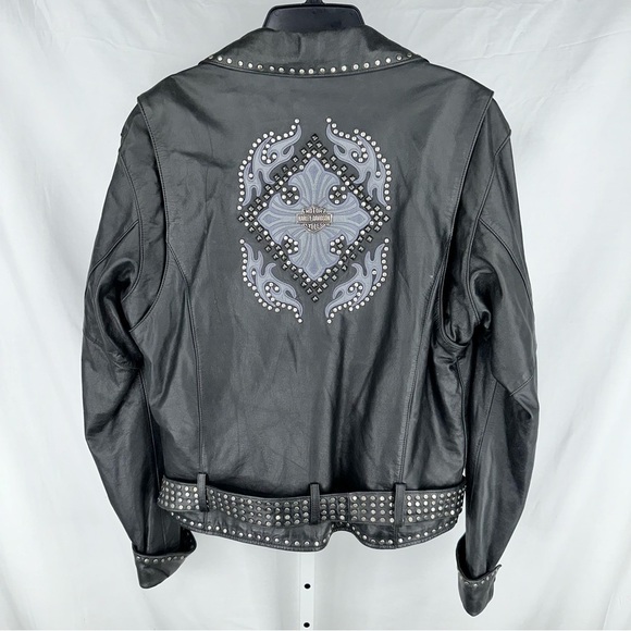 Harley-Davidson Women's Black Leather Full Zip Motorcycle Jacket - Size XL - Picture 2 of 9